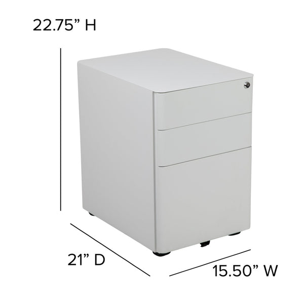 English Elm Warner Modern 3-Drawer Mobile Filing Cabinet with Locking Drawer & Anti-Tilt Safety for Offices White HZ-CHPL-01-W-GG