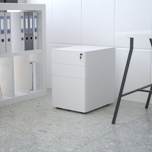 English Elm Warner Modern 3-Drawer Mobile Filing Cabinet with Locking Drawer & Anti-Tilt Safety for Offices White HZ-CHPL-01-W-GG