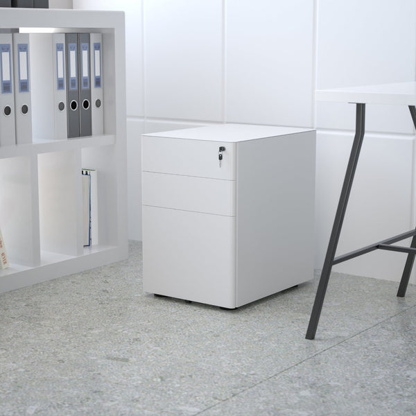 English Elm Warner Modern 3-Drawer Mobile Filing Cabinet with Locking Drawer & Anti-Tilt Safety for Offices White HZ-CHPL-01-W-GG