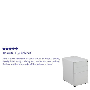 English Elm Warner Modern 3-Drawer Mobile Filing Cabinet with Locking Drawer & Anti-Tilt Safety for Offices White HZ-CHPL-01-W-GG