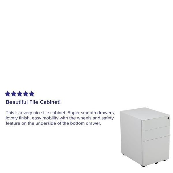 English Elm Warner Modern 3-Drawer Mobile Filing Cabinet with Locking Drawer & Anti-Tilt Safety for Offices White HZ-CHPL-01-W-GG