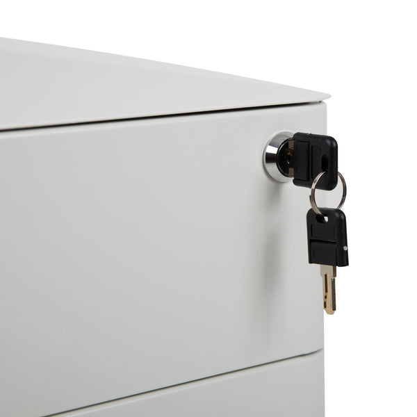 English Elm Warner Modern 3-Drawer Mobile Filing Cabinet with Locking Drawer & Anti-Tilt Safety for Offices White HZ-CHPL-01-W-GG