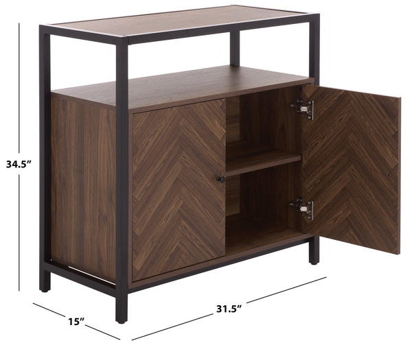 Safavieh Handan Wood And Metal Storage Cabinet With Double Doors For Living Room Or Entryway Use HZ0030