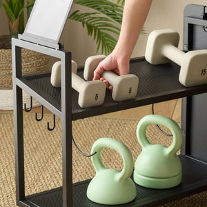 Safavieh Sidekick Compact Rolling Fitness Storage Rack With Pull Out Shelf For Home Gym WHITE HZ0121