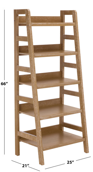 Safavieh Amanda Five Tier Open Bookcase In Acacia Veneer For Living Room Or Home Office HZ0340