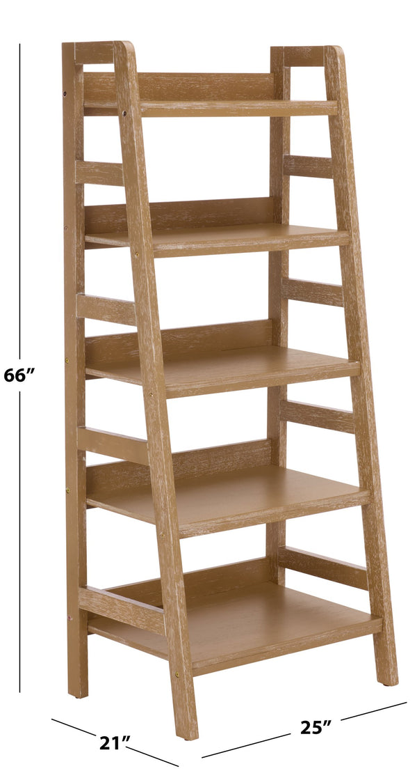 Safavieh Amanda Five Tier Open Bookcase In Acacia Veneer For Living Room Or Home Office HZ0340