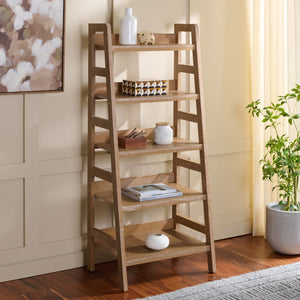 Safavieh Amanda Five Tier Open Bookcase In Acacia Veneer For Living Room Or Home Office HZ0340