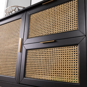 Safavieh Holly Martin Chekshire Woven Rattan Cabinet With Brass Hardware For Entryway Storage HZ1003005