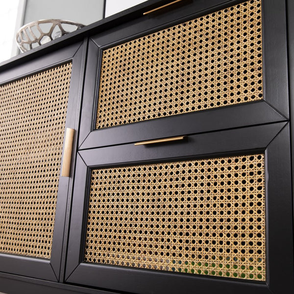 Safavieh Holly Martin Chekshire Woven Rattan Cabinet With Brass Hardware For Entryway Storage HZ1003005