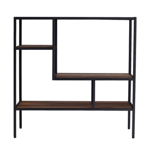 Safavieh Mathry Reclaimed Timber Etagere With Iron Frame Three Staggered Shelves Rustic Industrial HZ1058238