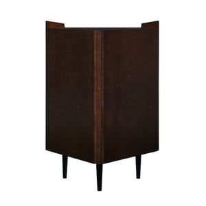 Safavieh Larson Midcentury Corner Bar Cabinet With Mirrored Interior And Fold Down Serving Top HZ1060