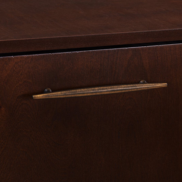 Safavieh Larson Midcentury Corner Bar Cabinet With Mirrored Interior And Fold Down Serving Top HZ1060