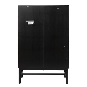Safavieh Hearzly Ash Veneer Glass Door Display Cabinet With Iron Legs For Modern Living Spaces HZ1093805