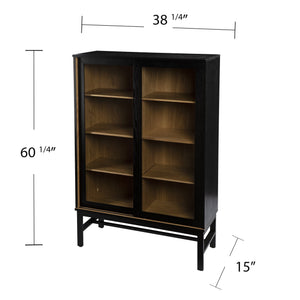 Safavieh Hearzly Ash Veneer Glass Door Display Cabinet With Iron Legs For Modern Living Spaces HZ1093805
