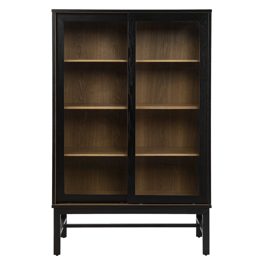 Safavieh Hearzly Ash Veneer Glass Door Display Cabinet With Iron Legs For Modern Living Spaces HZ1093805