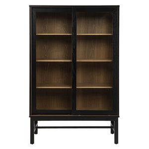 Safavieh Hearzly Ash Veneer Glass Door Display Cabinet With Iron Legs For Modern Living Spaces HZ1093805
