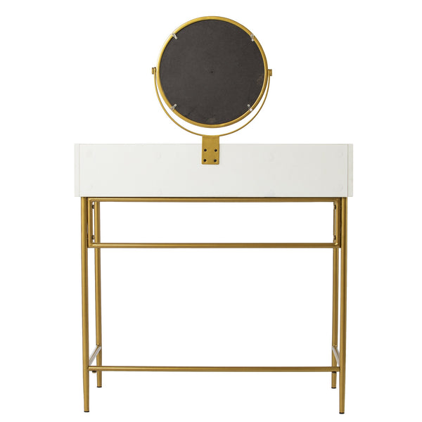 Safavieh Derald Modern Vanity Table With Swivel Mirror Gold Iron Frame Mdf Bedroom Makeup HZ1100344