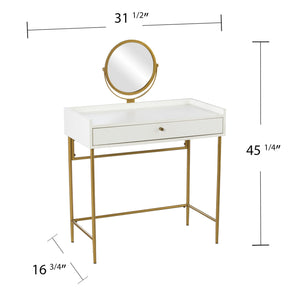 Safavieh Derald Modern Vanity Table With Swivel Mirror Gold Iron Frame Mdf Bedroom Makeup HZ1100344