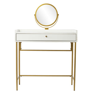 Safavieh Derald Modern Vanity Table With Swivel Mirror Gold Iron Frame Mdf Bedroom Makeup HZ1100344