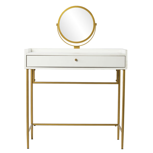 Safavieh Derald Modern Vanity Table With Swivel Mirror Gold Iron Frame Mdf Bedroom Makeup HZ1100344