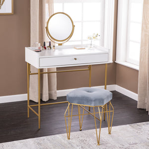 Safavieh Derald Modern Vanity Table With Swivel Mirror Gold Iron Frame Mdf Bedroom Makeup HZ1100344