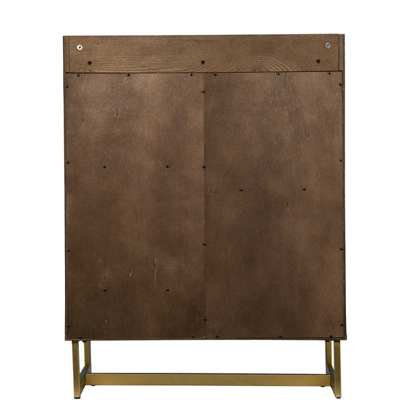 Safavieh Trilken Midcentury Bar Cabinet With Faux Marble Top Gold Accents And Built-In Wine Storage HZ1105441