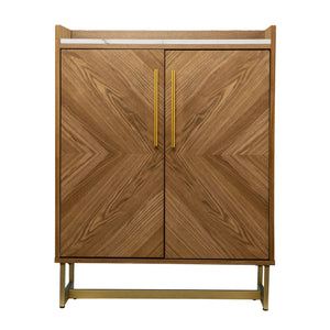 Safavieh Trilken Midcentury Bar Cabinet With Faux Marble Top Gold Accents And Built-In Wine Storage HZ1105441
