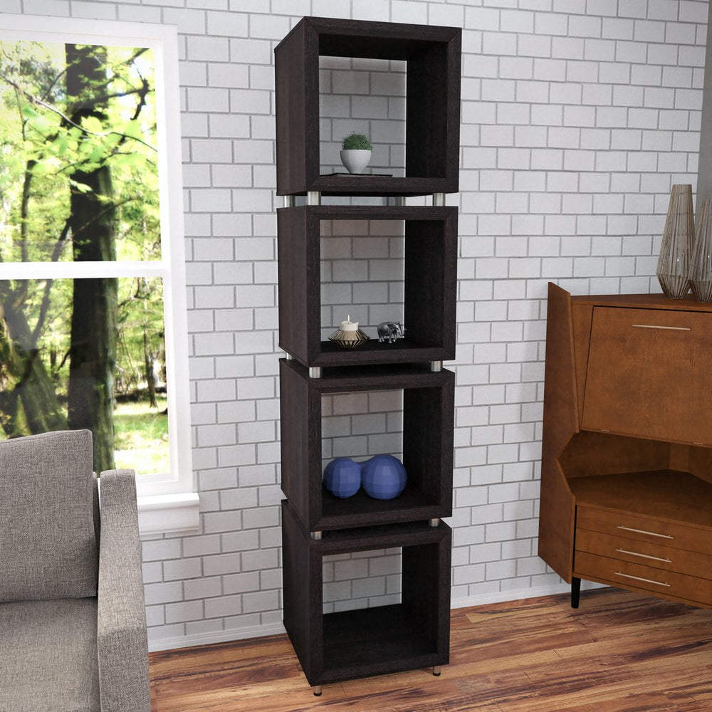 Safavieh Portgren Slim Iron Frame Bookshelf Four Open Shelves For Office Or Living Room Display HZ1114643