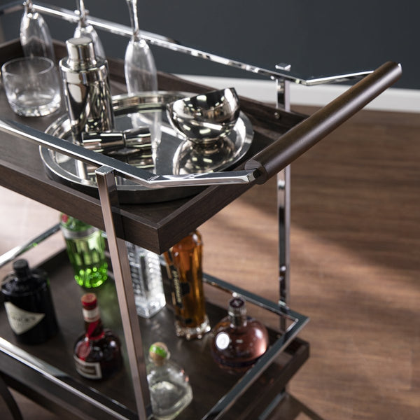Safavieh Dorben Rolling Bar Cart With Mdf Shelves And Iron Accents For Modern Home Entertaining HZ1115440