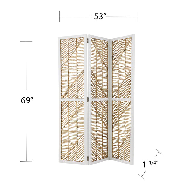 Safavieh Quilino Water Hyacinth Woven Room Divider Coastal Boho Folding Privacy Screen HZ1153466