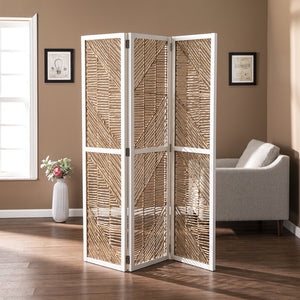 Safavieh Quilino Water Hyacinth Woven Room Divider Coastal Boho Folding Privacy Screen HZ1153466