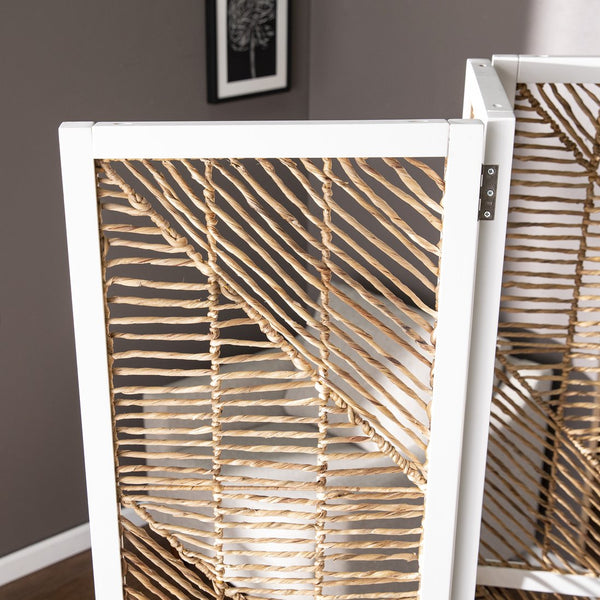 Safavieh Quilino Water Hyacinth Woven Room Divider Coastal Boho Folding Privacy Screen HZ1153466