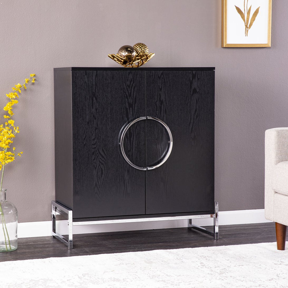 Safavieh Pierton Contemporary Bar Cabinet With Glassware Racks And Iron Handles For Dining Rooms HZ1216741