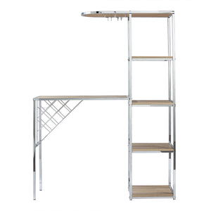 Safavieh Northdom Industrial Bar Serving Station With Iron Frame Open Shelves And Wine Storage NATURAL HZ1217512