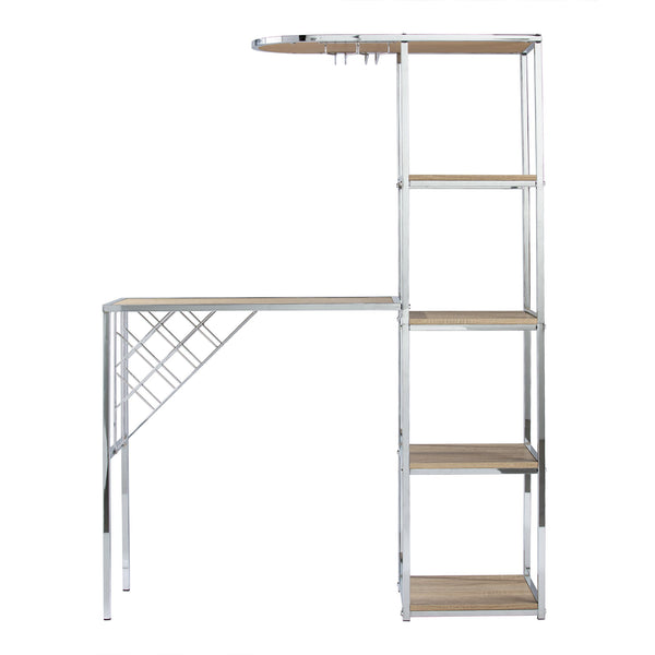 Safavieh Northdom Industrial Bar Serving Station With Iron Frame Open Shelves And Wine Storage NATURAL HZ1217512