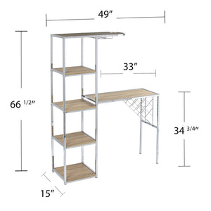 Safavieh Northdom Industrial Bar Serving Station With Iron Frame Open Shelves And Wine Storage NATURAL HZ1217512
