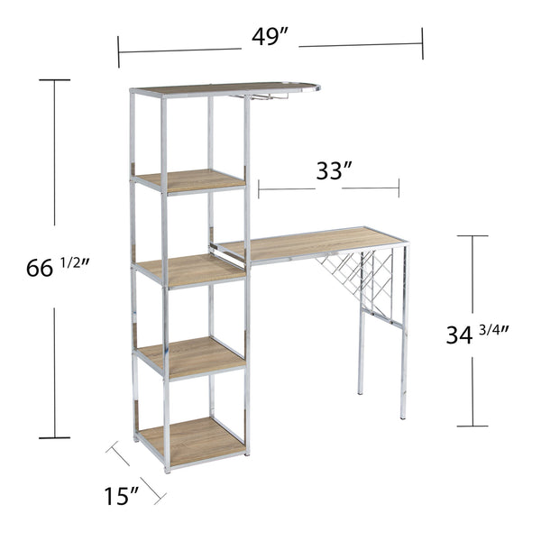 Safavieh Northdom Industrial Bar Serving Station With Iron Frame Open Shelves And Wine Storage NATURAL HZ1217512