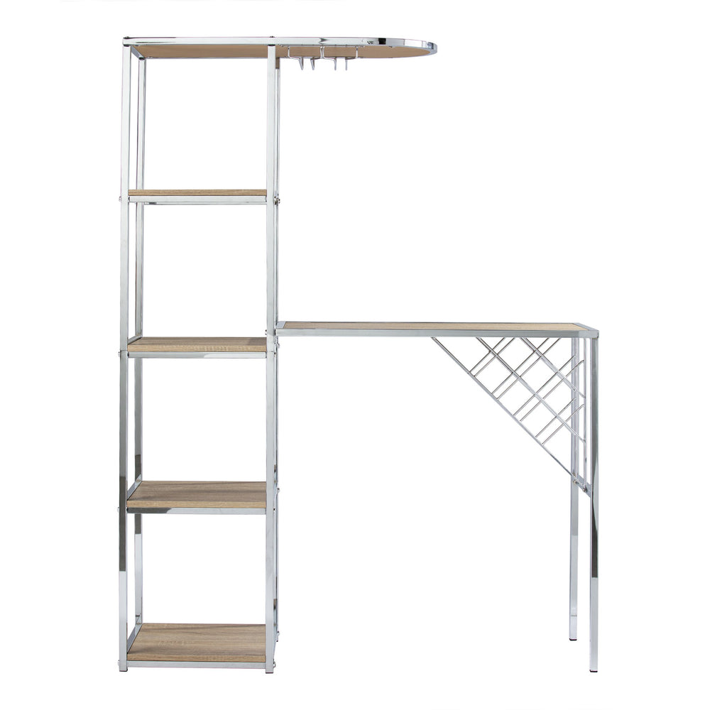 Safavieh Northdom Industrial Bar Serving Station With Iron Frame Open Shelves And Wine Storage NATURAL HZ1217512