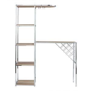 Safavieh Northdom Industrial Bar Serving Station With Iron Frame Open Shelves And Wine Storage NATURAL HZ1217512