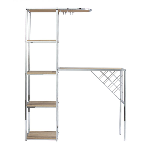 Safavieh Northdom Industrial Bar Serving Station With Iron Frame Open Shelves And Wine Storage NATURAL HZ1217512