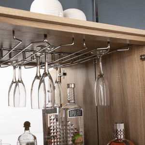 Safavieh Northdom Modern Bar Cabinet With Glass Racks Pull Out Tray And Mirrored Accents NATURAL HZ1217541