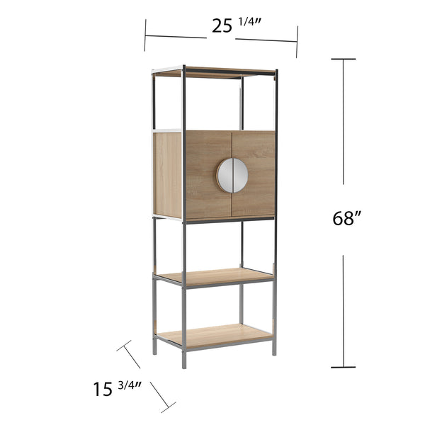Safavieh Northdom Modern Bar Cabinet With Glass Racks Pull Out Tray And Mirrored Accents NATURAL HZ1217541