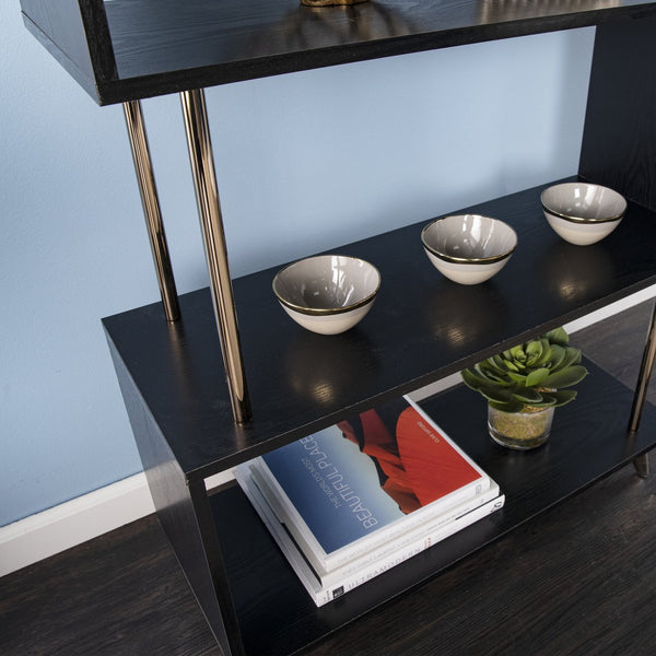 Safavieh Beckerman Five Shelf Asymmetrical Etagere With Iron Frame For Modern Living Rooms HZ1220038