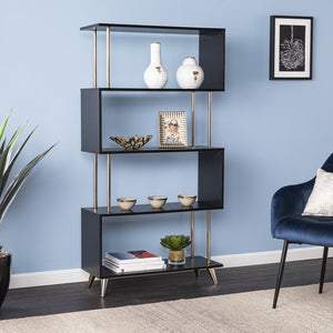 Safavieh Beckerman Five Shelf Asymmetrical Etagere With Iron Frame For Modern Living Rooms HZ1220038