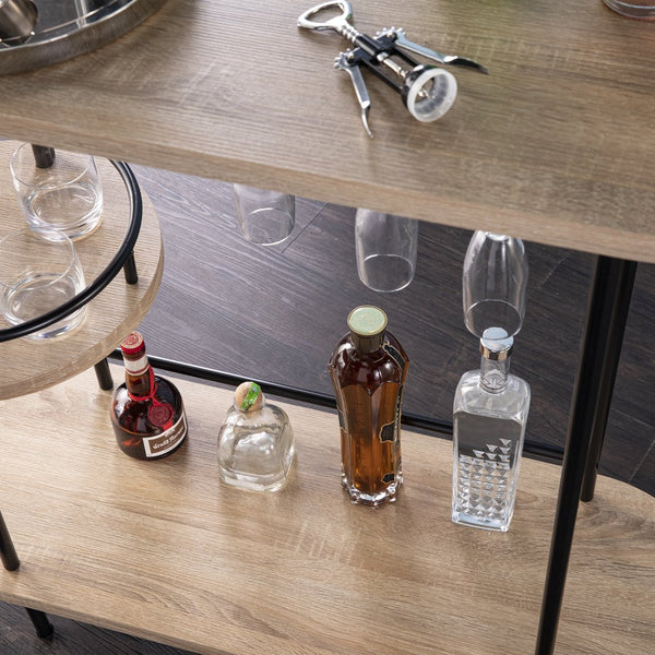 Safavieh Dagney Farmhouse Bar Table With Stemware Racks Mdf Top And Iron Frame For Entertaining HZ1221040