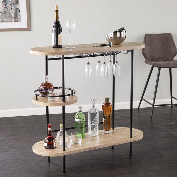 Safavieh Dagney Farmhouse Bar Table With Stemware Racks Mdf Top And Iron Frame For Entertaining HZ1221040