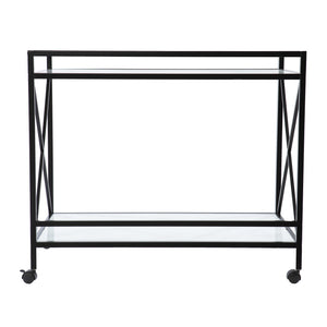 Safavieh Maxton Two Tier Tempered Glass Bar Cart With Iron Frame And Locking Caster Wheels HZ1221440