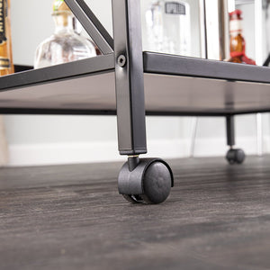 Safavieh Maxton Two Tier Tempered Glass Bar Cart With Iron Frame And Locking Caster Wheels HZ1221440