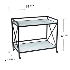 Safavieh Maxton Two Tier Tempered Glass Bar Cart With Iron Frame And Locking Caster Wheels HZ1221440
