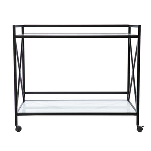 Safavieh Maxton Two Tier Tempered Glass Bar Cart With Iron Frame And Locking Caster Wheels HZ1221440